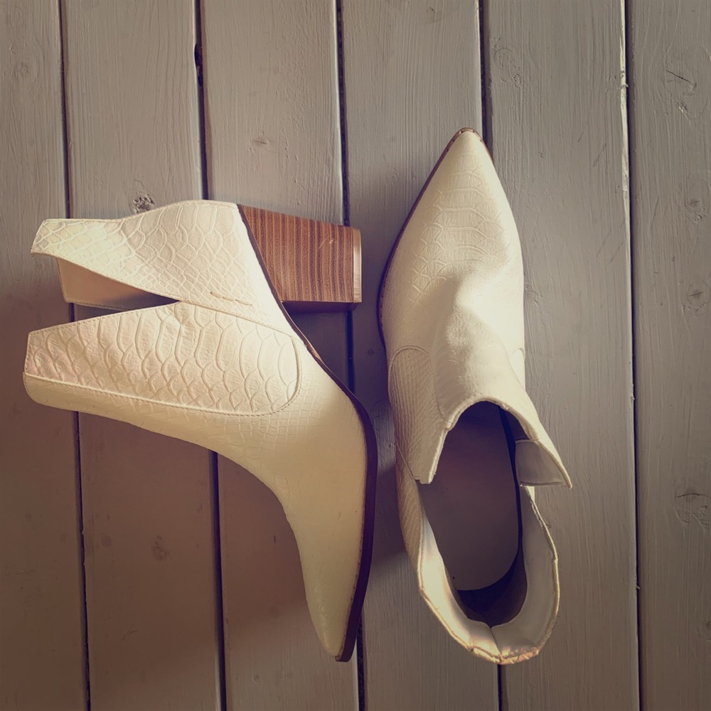 Faux snake skin booties